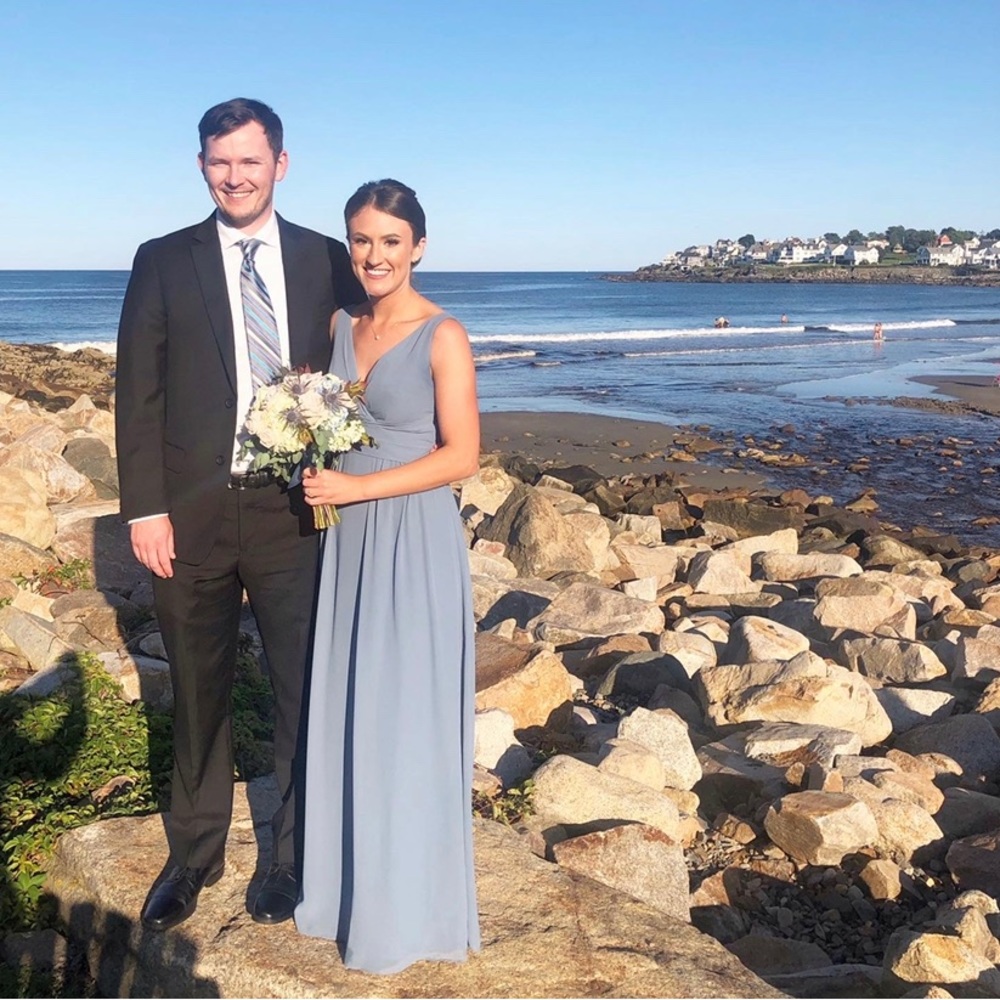 David’s Bridal Dusty Blue Bridesmaid Dress